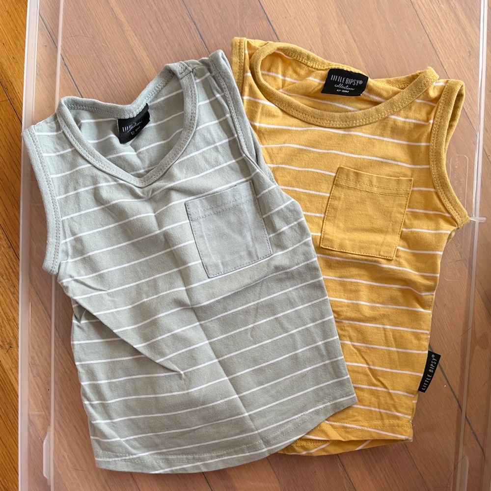 Little Bipsy Kids Tank Tops - Sage and Mustard